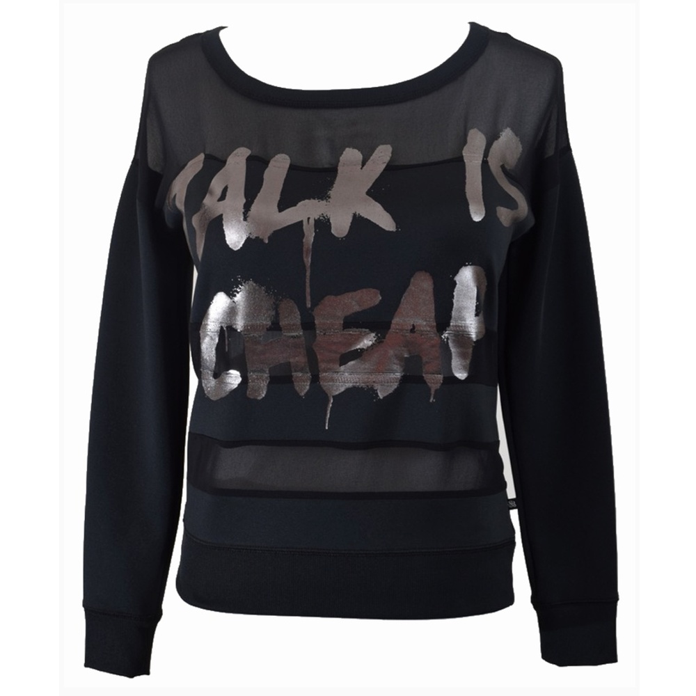 “Talk is Cheap” Black & Sheer Top